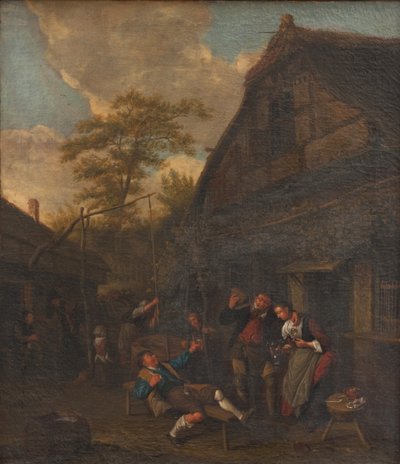 Campesinos fuera de una posada de Cornelis Dusart