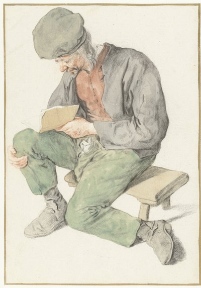 Hombre sentado leyendo, de cara a la izquierda
Hombre sentado con un libro, girado hacia la izquierda de Cornelis Dusart
