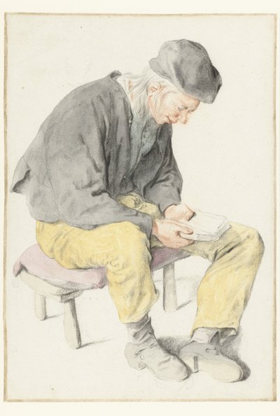 Hombre sentado leyendo, mirando hacia la derecha
Hombre sentado con un libro, girado hacia la derecha de Cornelis Dusart
