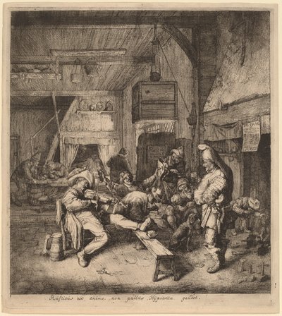 Violinista sentado en una taberna de Cornelis Dusart