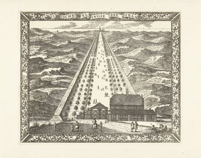 Vista de Scheveningen Zeestraat (Scheveningseweg) Estrecho de Schevelingse (título sobre el objeto) de Cornelis Elandts