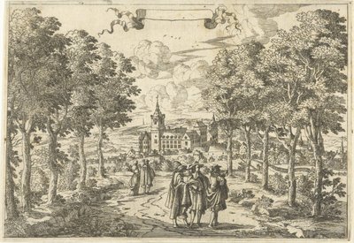 Excursionistas y un castillo de Cornelis Elandts