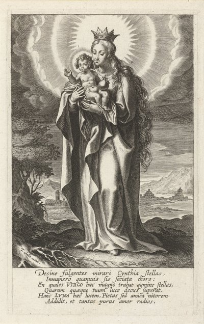 María coronada con el niño de Cornelis Galle (I)