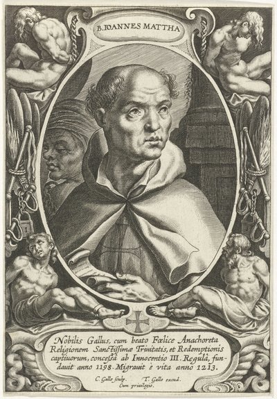 H. Juan de Matha
B. Ioannes Mattha (título en el objeto)
Fundadores de órdenes religiosas (título de la serie) de Cornelis Galle (I)