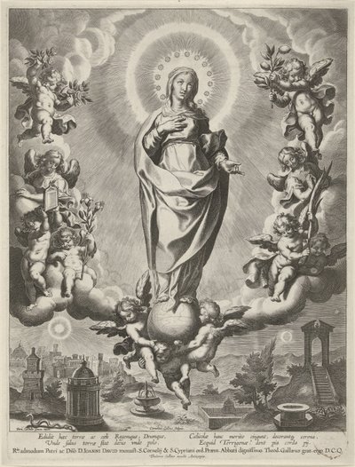 María en un globo, rodeada de ángeles de Cornelis Galle (I)