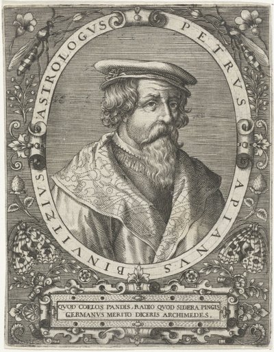 Retrato de Pedro Apiano Petrus Apianus Binuitzius (título sobre el objeto) de Cornelis Galle (I)