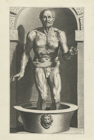 Séneca de pie, con los pies en la bañera de Cornelis Galle (I)
