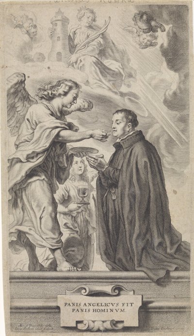 Comunión de San Estanislao Kostka (?) con un ángel de Cornelis Galle (II)