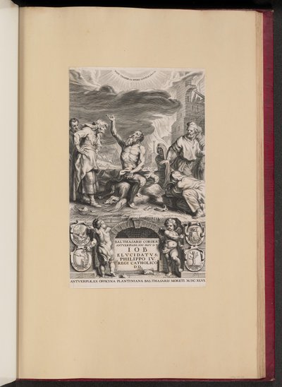 Página de Título para Balthasar Cordier, Iob Elvcidatvs de Cornelis Galle II after Abraham van Diepenbeeck
