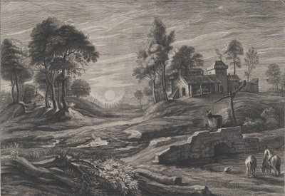 Paisaje con pozo de Cornelis Galle I