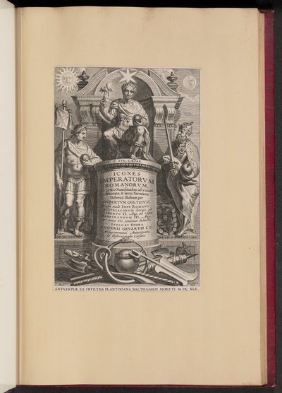 Página de título para Icones Imperatorvm Romanorvm de Hubert Goltzius (Opera Omnia, V) de Cornelis Galle I after Erasmus Quellinus II after Sir Peter Paul Rubens