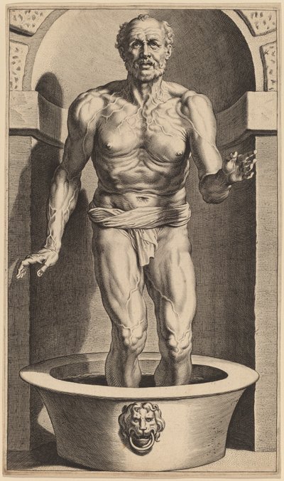 Séneca de pie en el baño de Cornelis Galle I after Sir Peter Paul Rubens