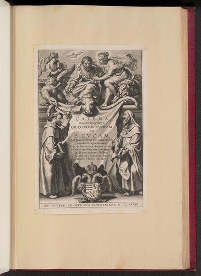 Página de título para Balthasar Cordier, Catena Sexaginta Qvinqve Graecorvm Patrvm en S. Lvcam de Cornelis Galle I after Sir Peter Paul Rubens