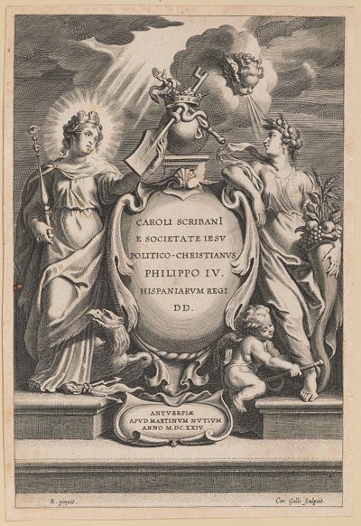 Página de título para Carolus Scribani, Politico-Christianus de Cornelis Galle I after Sir Peter Paul Rubens