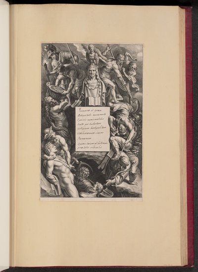 Página de título para Hubert Goltzius, Romanae et Graecae Antiqvitatis Monvmenta (Opera Omnia, I) de Cornelis Galle I after Sir Peter Paul Rubens
