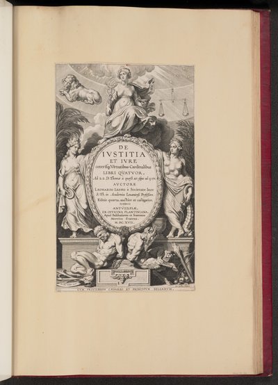 Página de título para Leonard Lessius, De Ivstitia et Ivre... de Cornelis Galle I after Sir Peter Paul Rubens