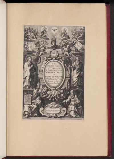 Página de título para "Commentarius in Vetvs et Novvm Testamentvm" de R.P. Jacobi Tirini de Cornelis Galle I after Sir Peter Paul Rubens
