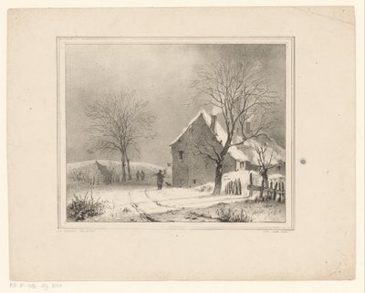 Casas en un paisaje nevado de Cornelis Gerrit Verburgh