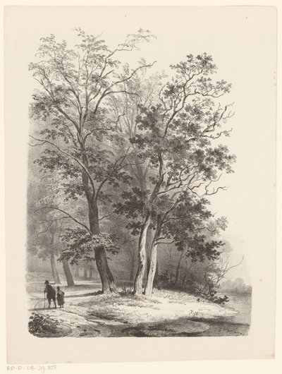 Dos figuras caminando en un bosque de Cornelis Gerrit Verburgh