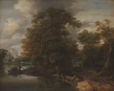 Paisaje junto a un río. En el fondo un horno de cal de Cornelis Gerritsz Decker