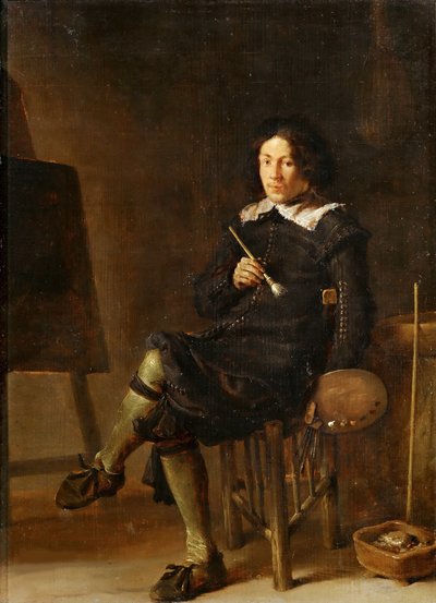 Autorretrato con caballete, 1629 de Cornelis Hermansz. Saftleven