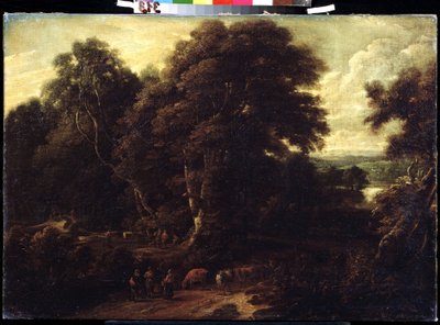 ""Paisaje de Flandes con rebaño de vacas"" Pintura de Constantinus Cornelis Huysmans (1648-1727) Museo Pushkin, Moscú de Cornelis Huysmans