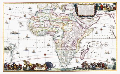 Mapa de África, c.1696 (grabado coloreado a mano) de Cornelis III Danckerts