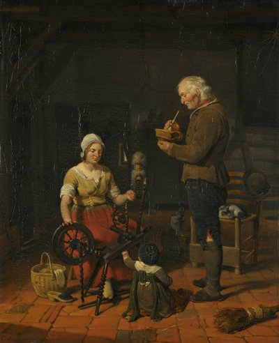 Familia campesina en su casa de campo de Cornelis Kruseman
