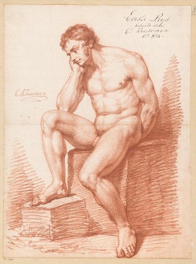 Desnudo masculino sentado, visto de frente (1er premio 1814) de Cornelis Kruseman