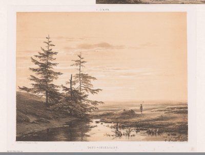 Paisaje con puesta de sol Puesta de sol (título en objeto) de Cornelis Lieste