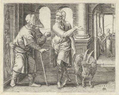 Sansón con un niño con su suegro Historia de Sansón (título de la serie) de Cornelis Massijs