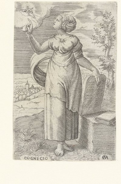 Sabiduría Cognicio (título sobre objeto) Las virtudes (título de la serie) de Cornelis Massijs