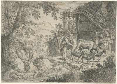 pastor con cabras y vacas de Cornelis Matthieu