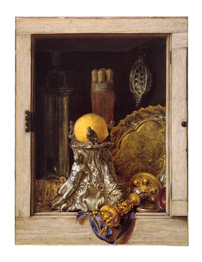 Platería en un armario abierto (óleo sobre lienzo) de Cornelis Norbertus Gysbrechts