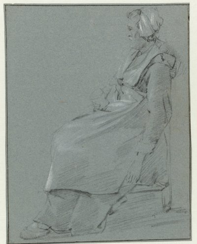 Mujer sentada, de perfil a la izquierda, con una gorrita y sosteniendo un vaso en la mano derecha de Cornelis Pietersz. Bega (circle of)