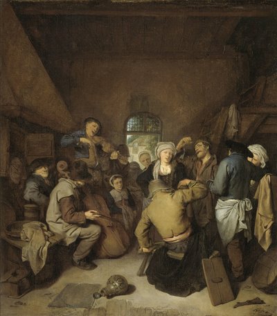 Campesinos haciendo música y bailando de Cornelis Pietersz. Bega