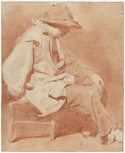 Hombre sentado con gorra, la mano izquierda sobre la rodilla, mirando hacia la derecha de Cornelis Pietersz. Bega