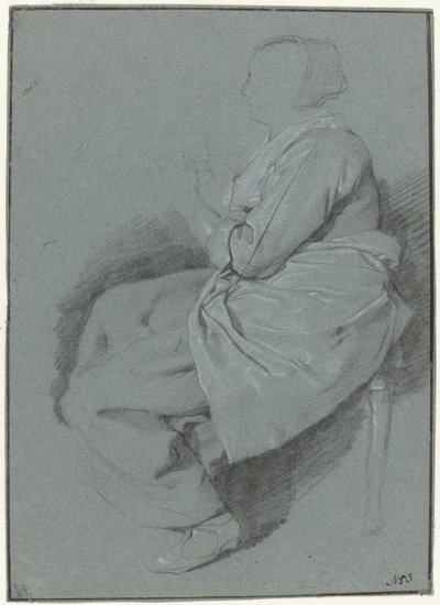 Mujer sentada, de perfil a la izquierda, con delantal de Cornelis Pietersz. Bega