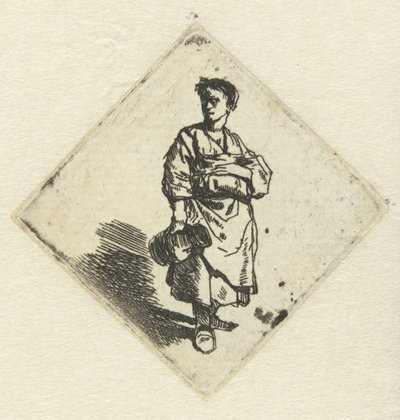 Mujer de pie con jarra en mano derecha de Cornelis Pietersz. Bega