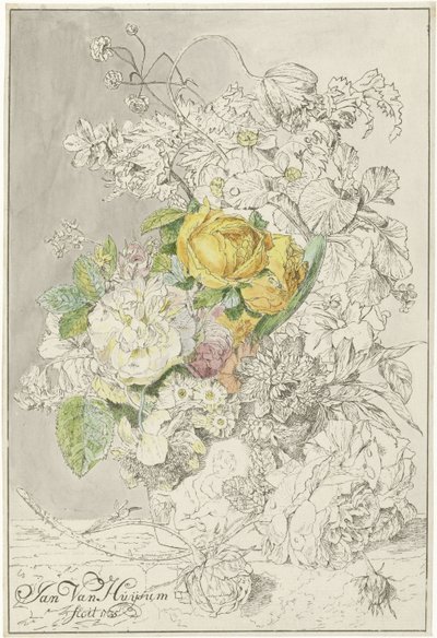 arreglo floral de Cornelis Ploos van Amstel (signed by artist)