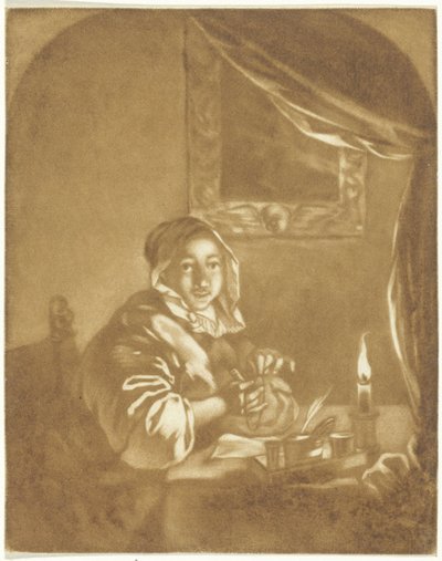 Dama a la luz de las velas de Cornelis Ploos van Amstel (signed by artist)