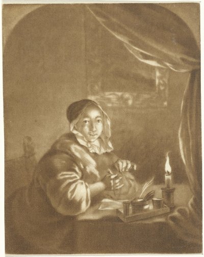 Dama a la luz de las velas de Cornelis Ploos van Amstel (signed by artist)