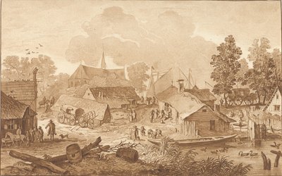 Vista del pueblo con estanque de Cornelis Ploos van Amstel (signed by artist)