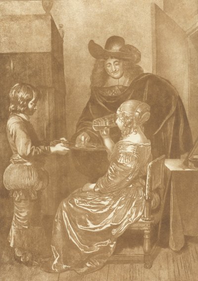 Señor y señora con paje de Cornelis Ploos van Amstel (signed by artist)