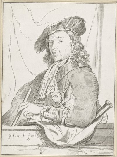 hombre, en, parapeto de Cornelis Ploos van Amstel (signed by artist)