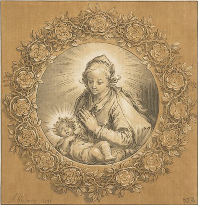María con el Niño Jesús La Virgen María y el Niño Jesús de Cornelis Ploos van Amstel (signed by artist)
