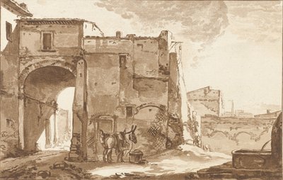 Puerta con viajero y mula de Cornelis Ploos van Amstel (signed by artist)