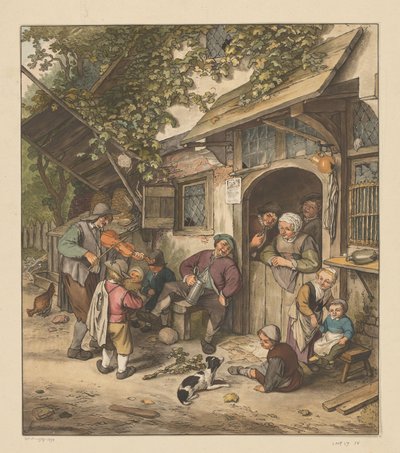 Violinista frente a una posada de Cornelis Ploos van Amstel (signed by artist)