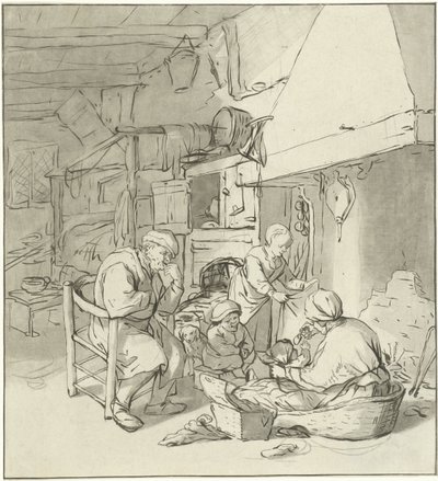 Familia de granjeros en la chimenea de Cornelis Ploos van Amstel