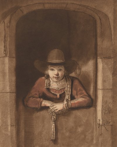 Niño Apoyado sobre una Puerta Baja, 1763, publicado 1765 de Cornelis Ploos van Amstel